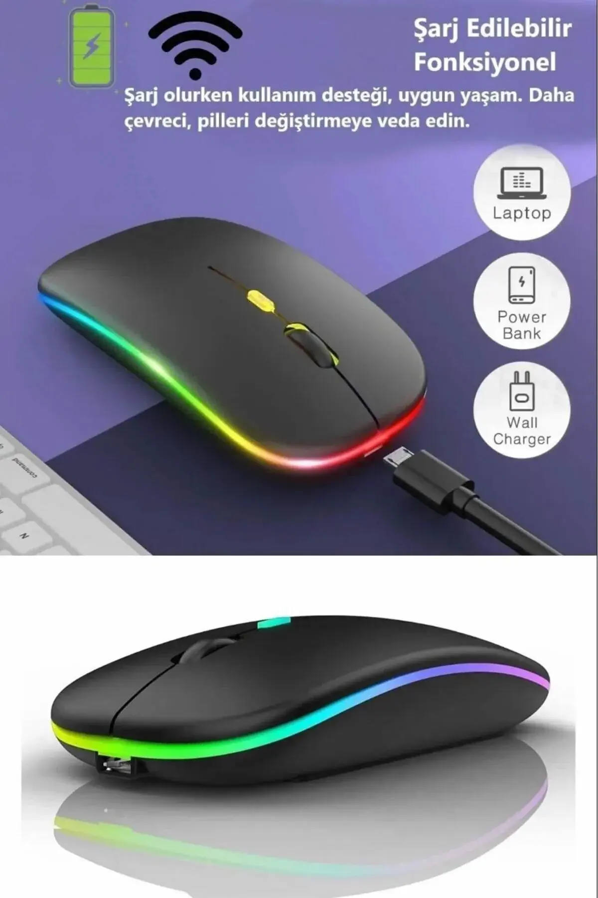 Osqar Kablosuz Şarj Özellikli Mouse