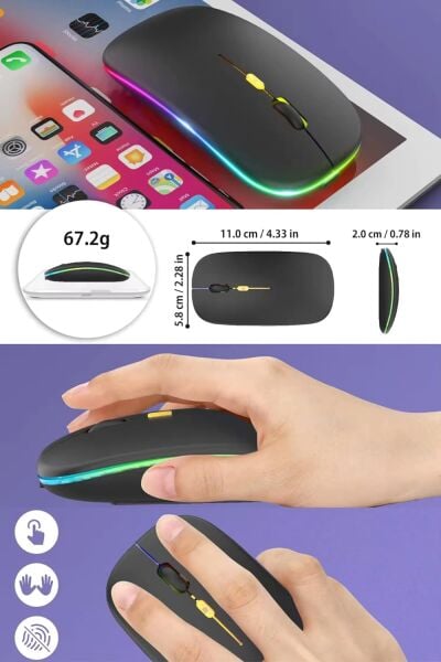 Osqar Sarj Edilebilir Işıklı Kablosuz Mouse