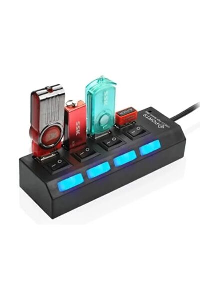 4 Port USB 2.0 Hub Çoklayıcı Işıklı Usb Çoğaltıcı