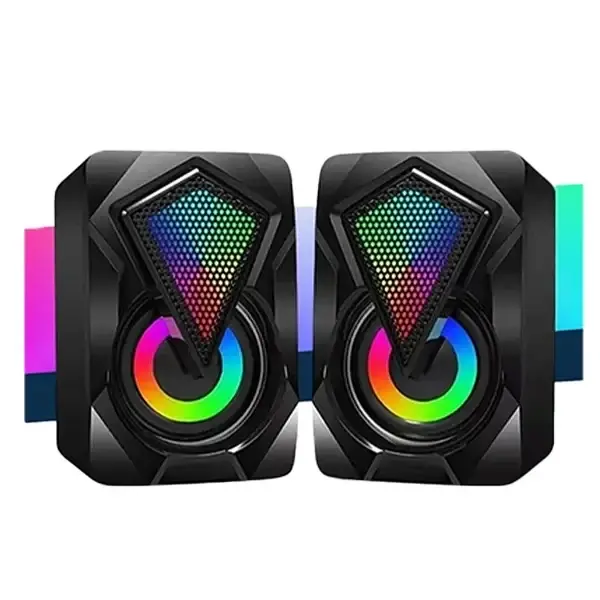 Mini Bilgisayar Hoparlörü Rgb Led Işıklı Gaming Oyuncu Hoparlörü 3.5mm Jack Usb Speaker 1+1 Ses Sistemi