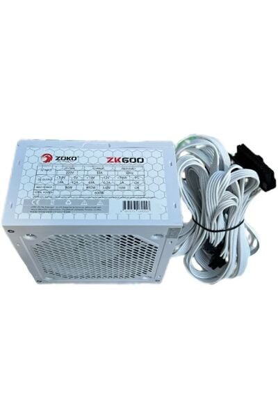 ZOKO ZK600 Beyaz 600W 12 Cm Fanlı Güç Kaynağı