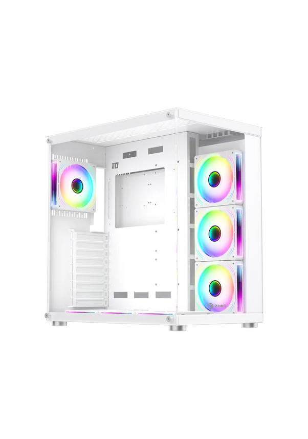 ZOKO King 7x12cm Kumandalı ARGB Fanlı Oyuncu Kasa Beyaz