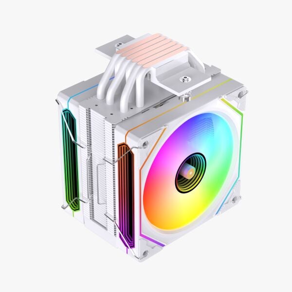 Daryun DY-500X Beyaz Isı Göstergeli Ful Argb 2x Fan 6 Bakır Borulu Kule Tipi Hava Soğutucu Işlemci Fanı