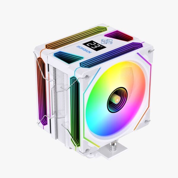 Daryun DY-500X Beyaz Isı Göstergeli Ful Argb 2x Fan 6 Bakır Borulu Kule Tipi Hava Soğutucu Işlemci Fanı