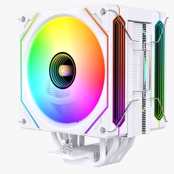 Daryun DY-500X Beyaz Isı Göstergeli Ful Argb 2x Fan 6 Bakır Borulu Kule Tipi Hava Soğutucu Işlemci Fanı