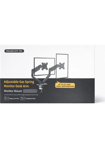 DY-02 PROFESYONEL AMORTİSÖRLÜ ÇİFTLİ MONİTÖR ASKI KOLU 17'' - 32''