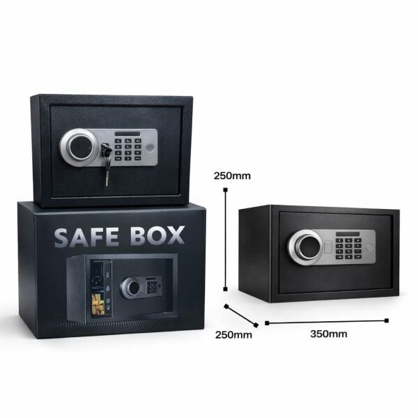 Para Kasası Şifreli,Parmak izli,Anahtarlı / 25 x 35 x 25 cm