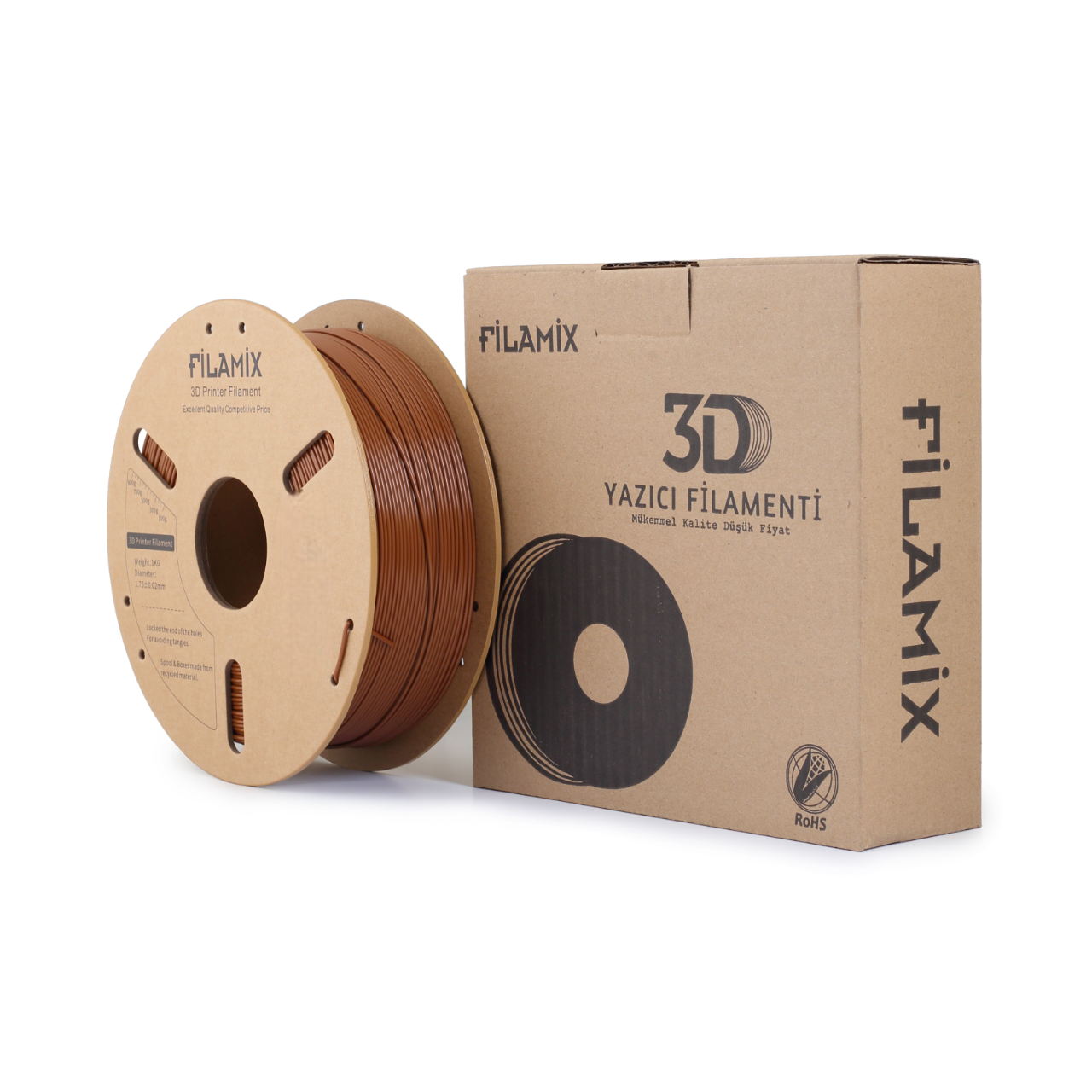 Filamix Filament PLA + 1.75mm 1 KG Plus Kahverengi