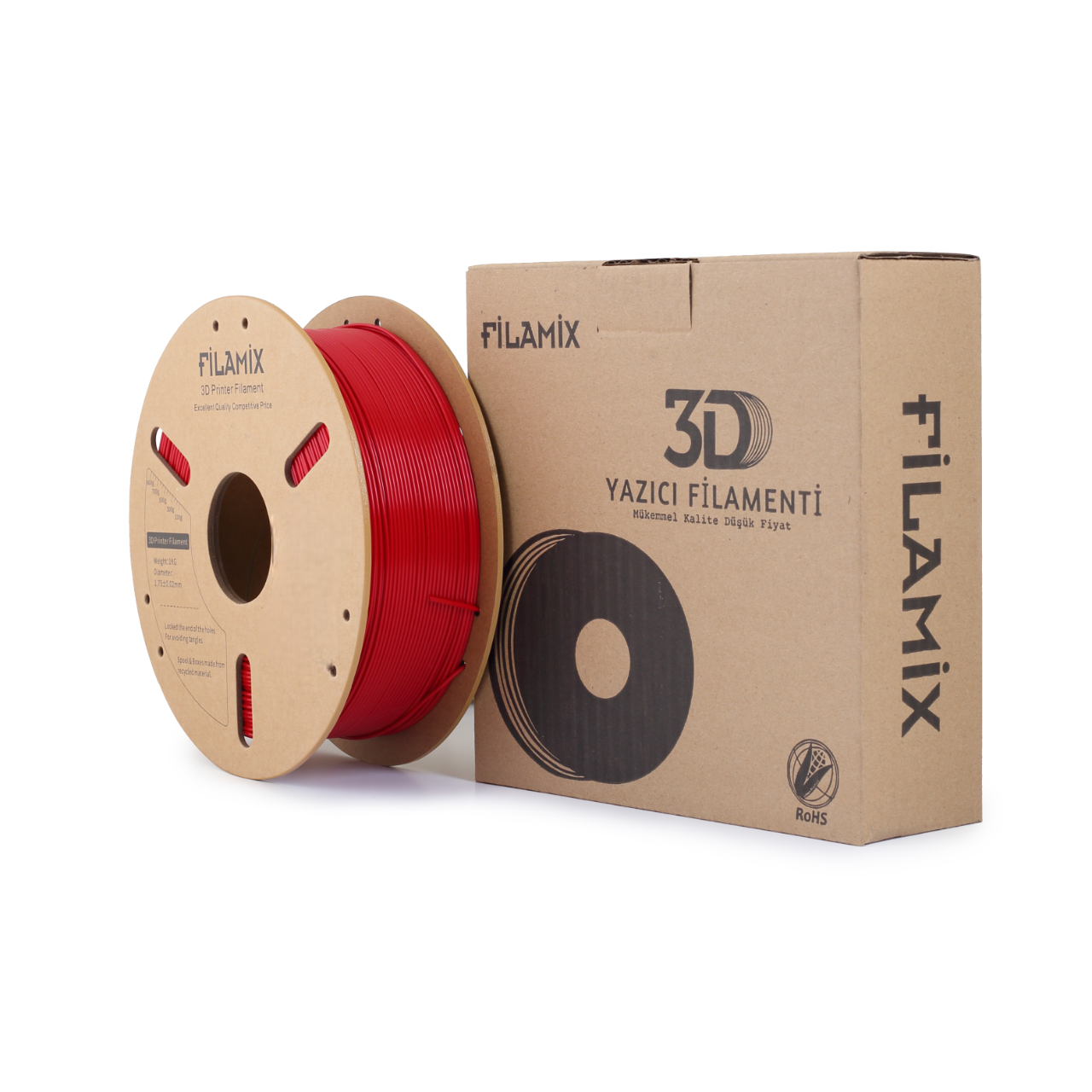 Filamix Filament PLA + 1.75mm 1 KG Plus Ateş Kırmızısı