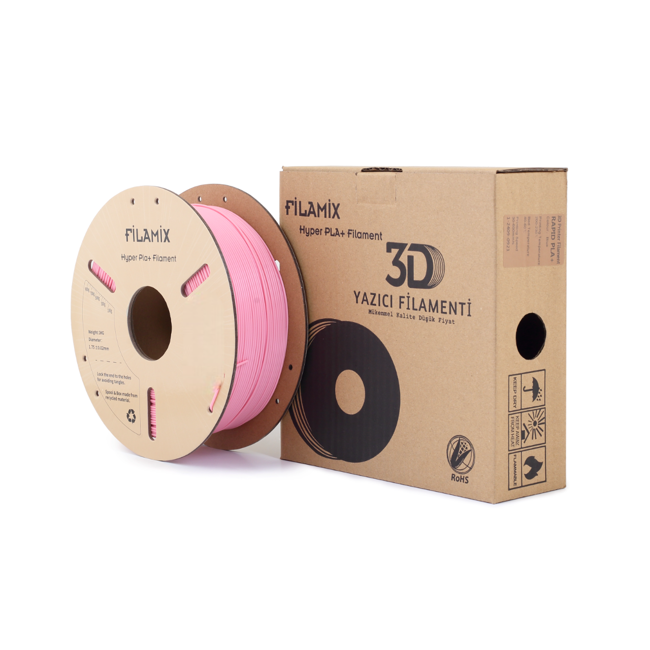 Filamix Filament PLA + 1.75mm 1 KG Plus Pembe