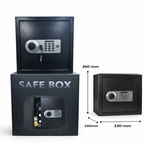 Para Kasası Şifreli,Parmak izli,Anahtarlı / 33 x 33 x 36 cm
