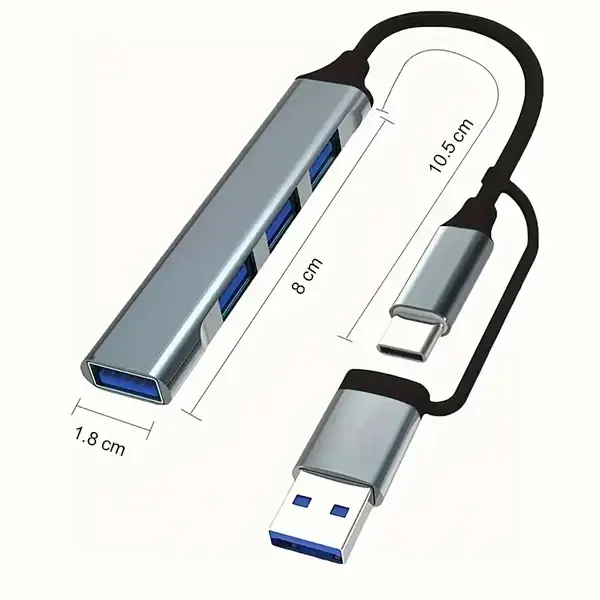 Osqar Type C USB Çoklayıcı 3.0 Usb Çoğaltıcı 4 Port Hem Type C Hem Usb Girişli