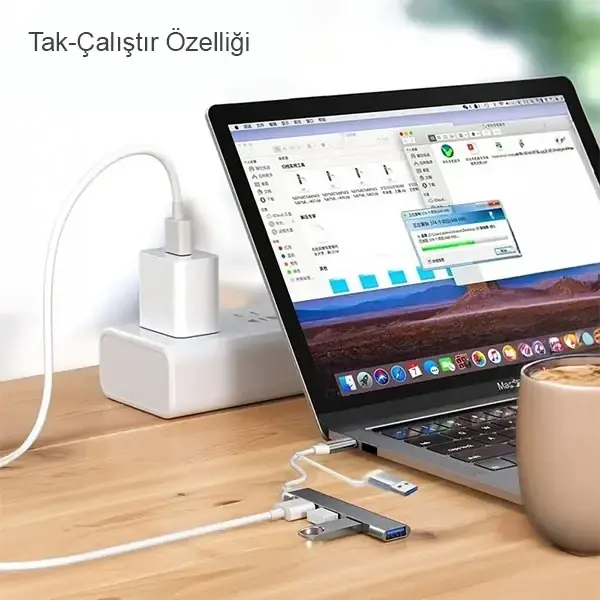 Osqar Type C USB Çoklayıcı 3.0 Usb Çoğaltıcı 4 Port Hem Type C Hem Usb Girişli