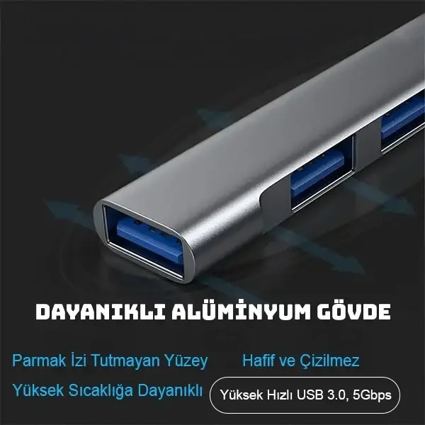 Osqar Type C USB Çoklayıcı 3.0 Usb Çoğaltıcı 4 Port Hem Type C Hem Usb Girişli