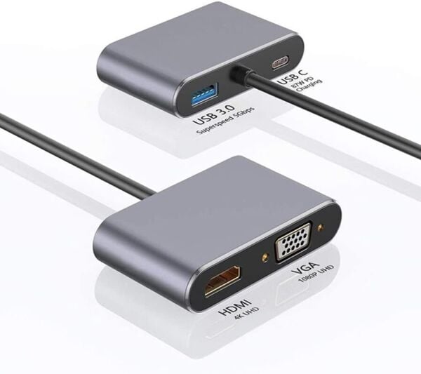 Osqar Type-C 4in1 HDMI VGA USB 3.0 Çoklayıcı Dönüştürücü