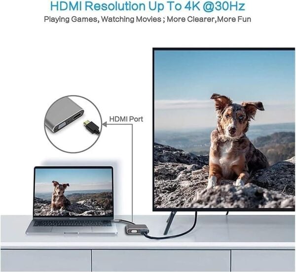 Osqar Type-C 4in1 HDMI VGA USB 3.0 Çoklayıcı Dönüştürücü