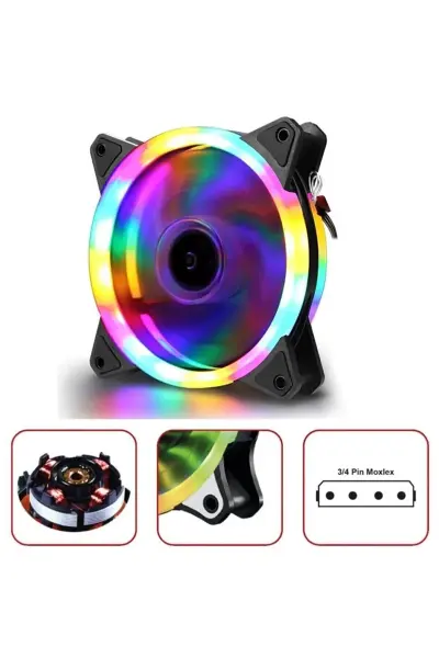 Osqar Rainbow Fan  V2 120mm Gökkuşağı Işıklı Led Kasa Fanı