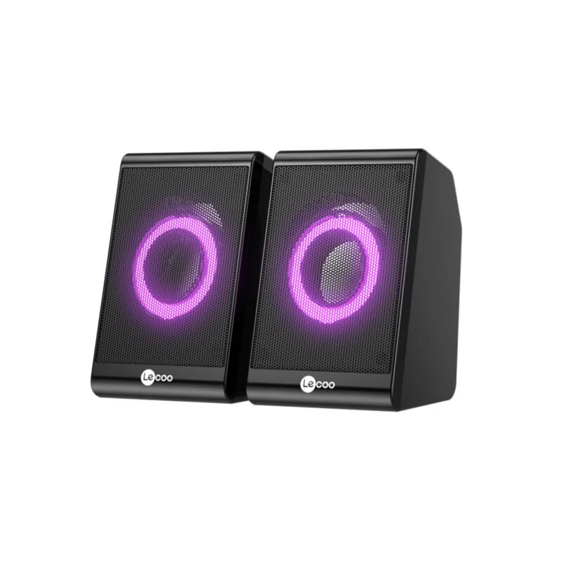 Lecoo DS100 1+1 RGB Aydınlatmalı Kablolu Stereo 6W Soundbar Masaüstü Hoparlör Siyah