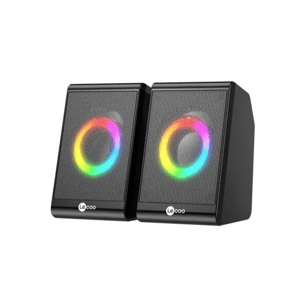 Lecoo DS100 1+1 RGB Aydınlatmalı Kablolu Stereo 6W Soundbar Masaüstü Hoparlör Siyah