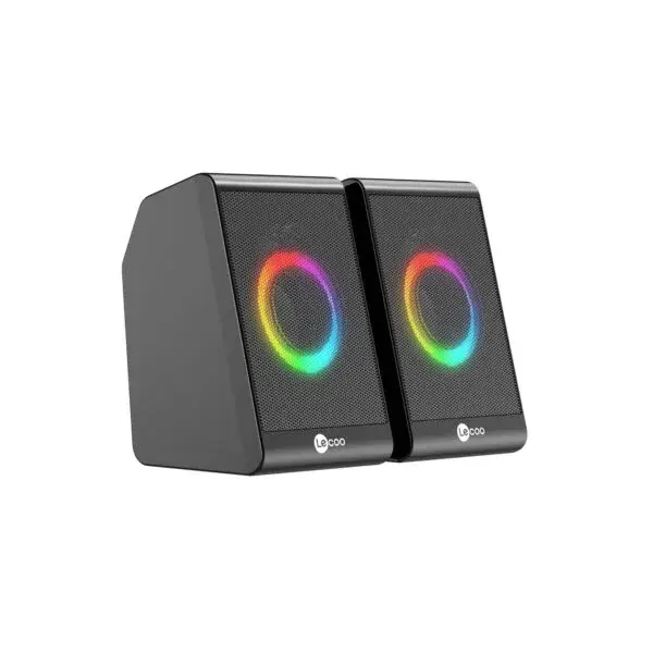 Lecoo DS100 1+1 RGB Aydınlatmalı Kablolu Stereo 6W Soundbar Masaüstü Hoparlör Siyah