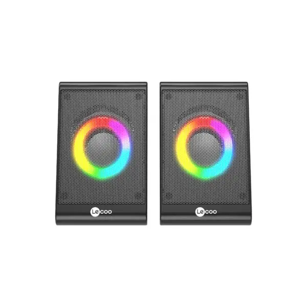 Lecoo DS100 1+1 RGB Aydınlatmalı Kablolu Stereo 6W Soundbar Masaüstü Hoparlör Siyah