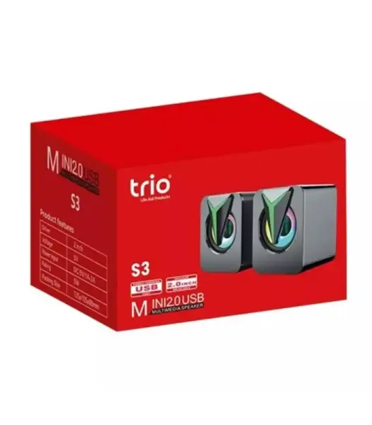 TRİO TRS3 2.0 RGB Işıklı 3W x2 USB Bilgisayar Hoparlör Mini Speaker