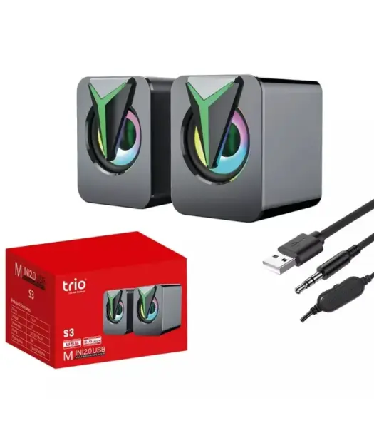 TRİO TRS3 2.0 RGB Işıklı 3W x2 USB Bilgisayar Hoparlör Mini Speaker