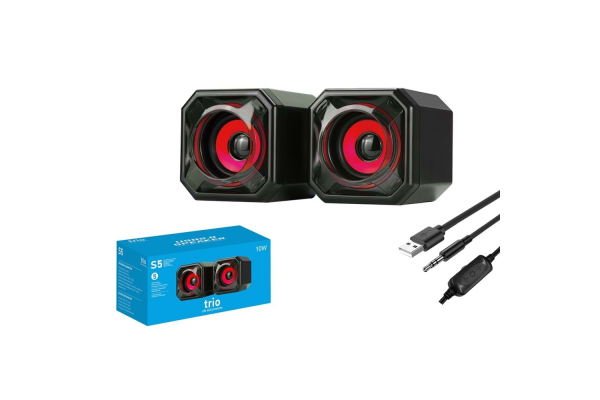 TRİO TRS5 2.0 Multimedia RGB Işıklı 3W 2 Siyah USB Speaker Hoparlör