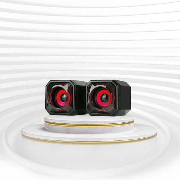 TRİO TRS5 2.0 Multimedia RGB Işıklı 3W 2 Siyah USB Speaker Hoparlör
