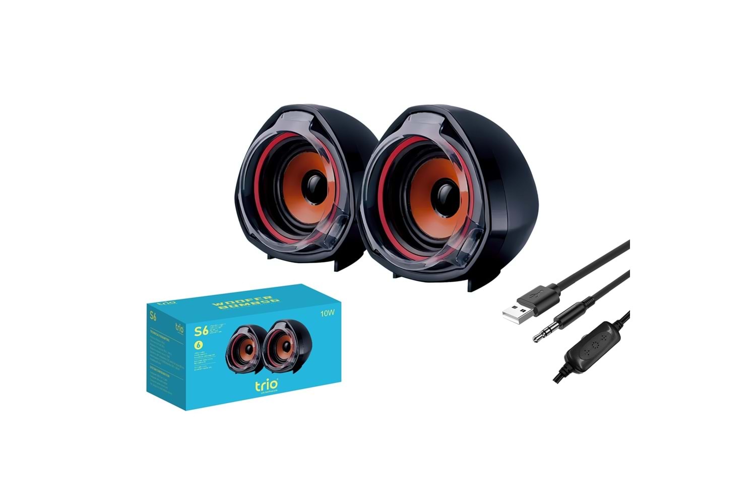 TRİO TRS6 2.0 Multimedia  3W 2 Siyah USB Speaker Hoparlör