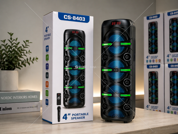 CS-8403 Büyük Boy Işıklı Şarjlı Hoparlör – Mikrofonlu ve Kumandalı