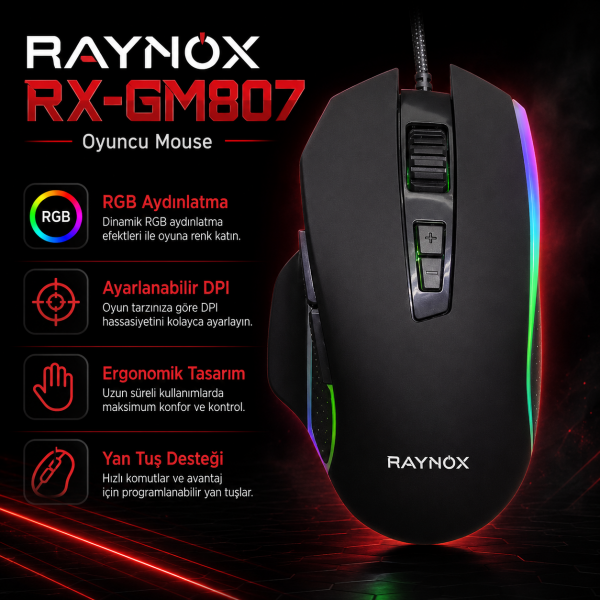 RAYNOX RX-GM807 RGB OYUNCU MOUSE