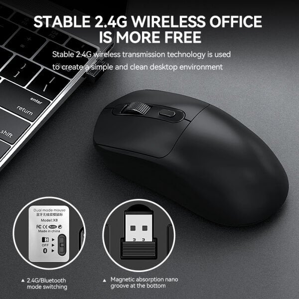 X8 Kablosuz Oyun Faresi 500 mAh TYPEC Şarj Edilebilir Oyuncu Mouse