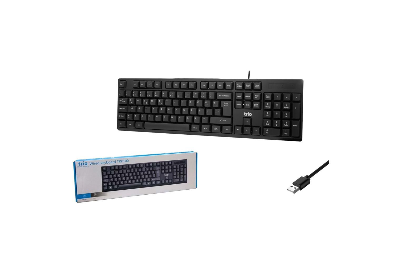 TRİO TRK100 STANDART KABLOLU TÜRKÇE Q KLAVYE