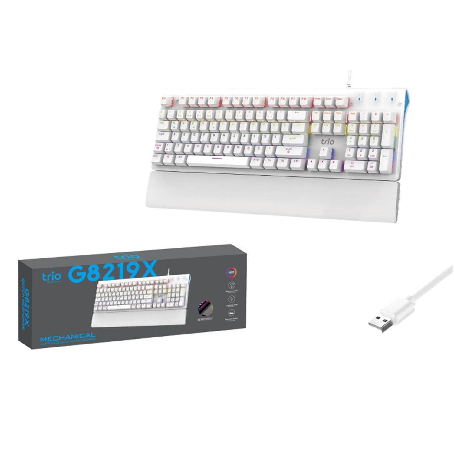 TRİO TRG8219X OYUNCU KLAVYESİ MEKANİK BLUE SWİTCH RGB BEYAZ