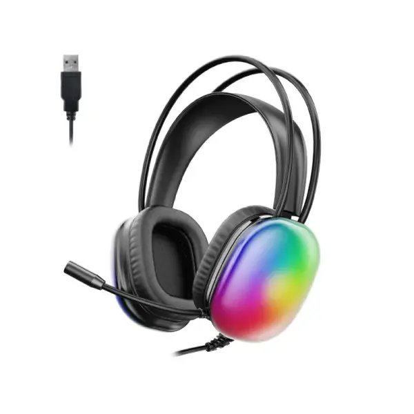 Lecoo HT409 USB Kablolu RGB Aydınlatmalı Mikrofonlu Kulak Üstü Gaming Kulaklık Siyah