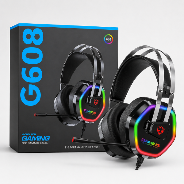 G608 USB RGB Işıklı Mikrofonlu Kablolu Oyuncu Kulaklığı