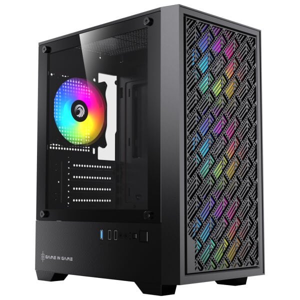 Game in Game FLOW 4x12cm Argb Fanlı M.Atx Mesh Panel Siyah Gaming Kasa