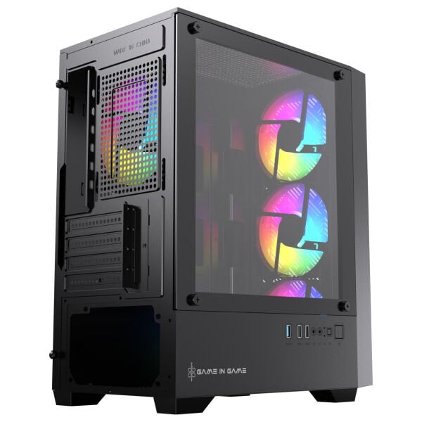 Game in Game FLOW 4x12cm Argb Fanlı M.Atx Mesh Panel Siyah Gaming Kasa