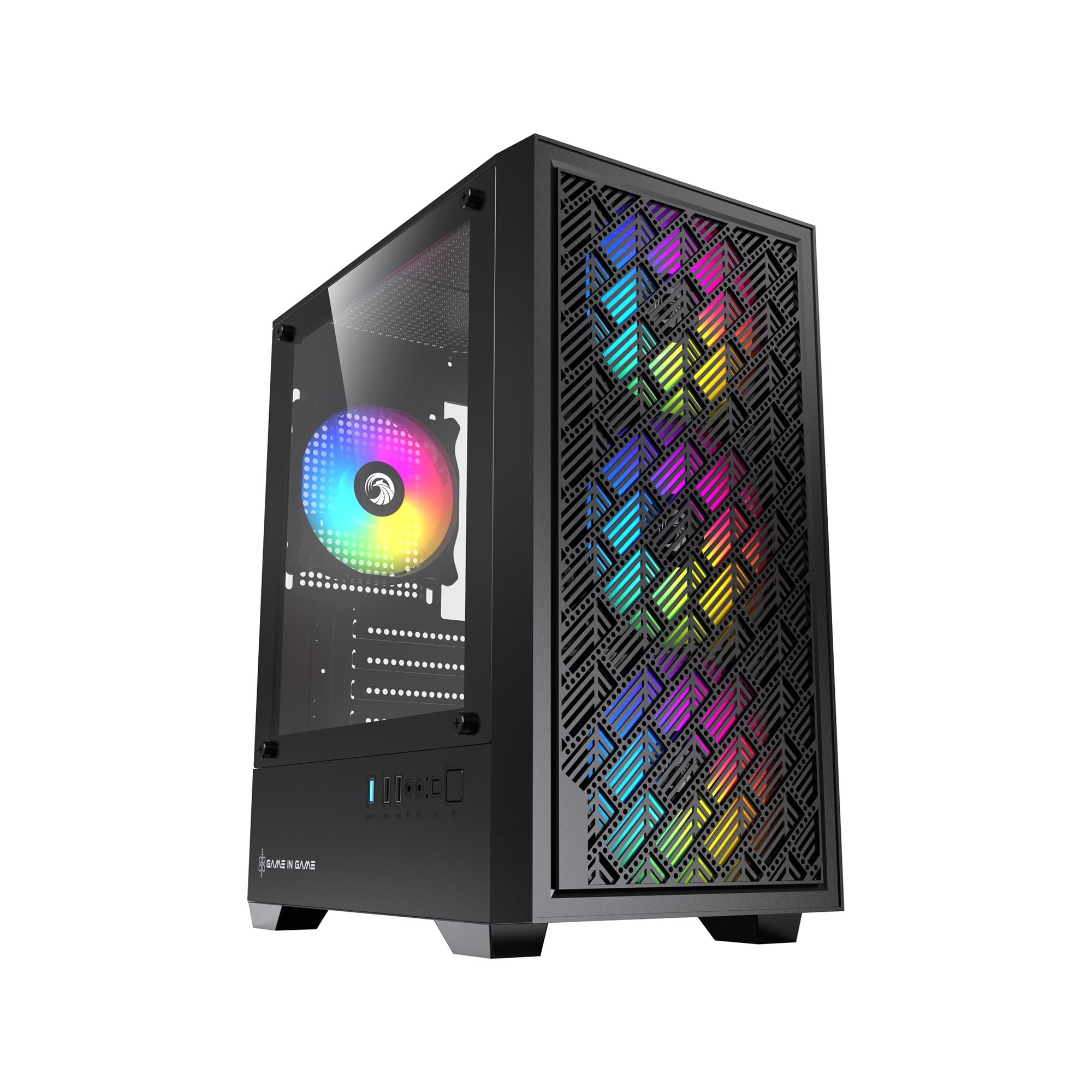 Game in Game FLOW 4x12cm Argb Fanlı M.Atx Mesh Panel Siyah Gaming Kasa