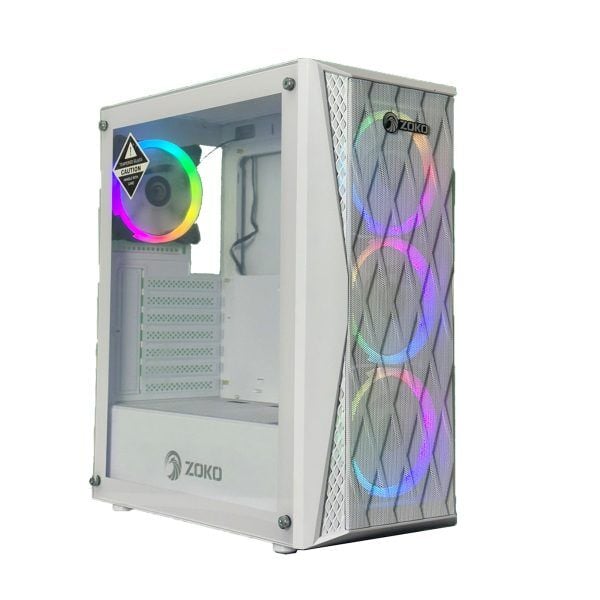 Zoko Melody 4X12 CM ARGB Fanlı Beyaz Mesh Panel ATX Gaming Bilgisayar Kasası
