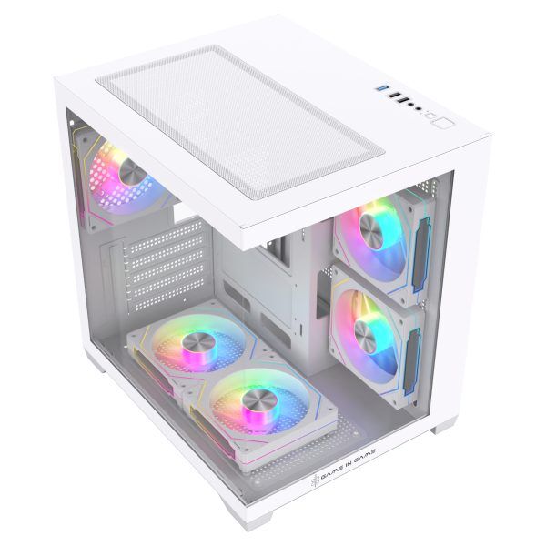Game In Game Cool Beyaz 5x12cm Argb Fanlı M.atx Gaming Akvaryum Kasa