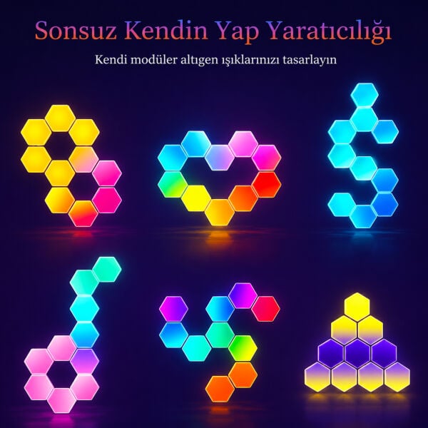 10’lu 6 Gen Kumandalı Sese Duyarlı RGB Duvar Lambası