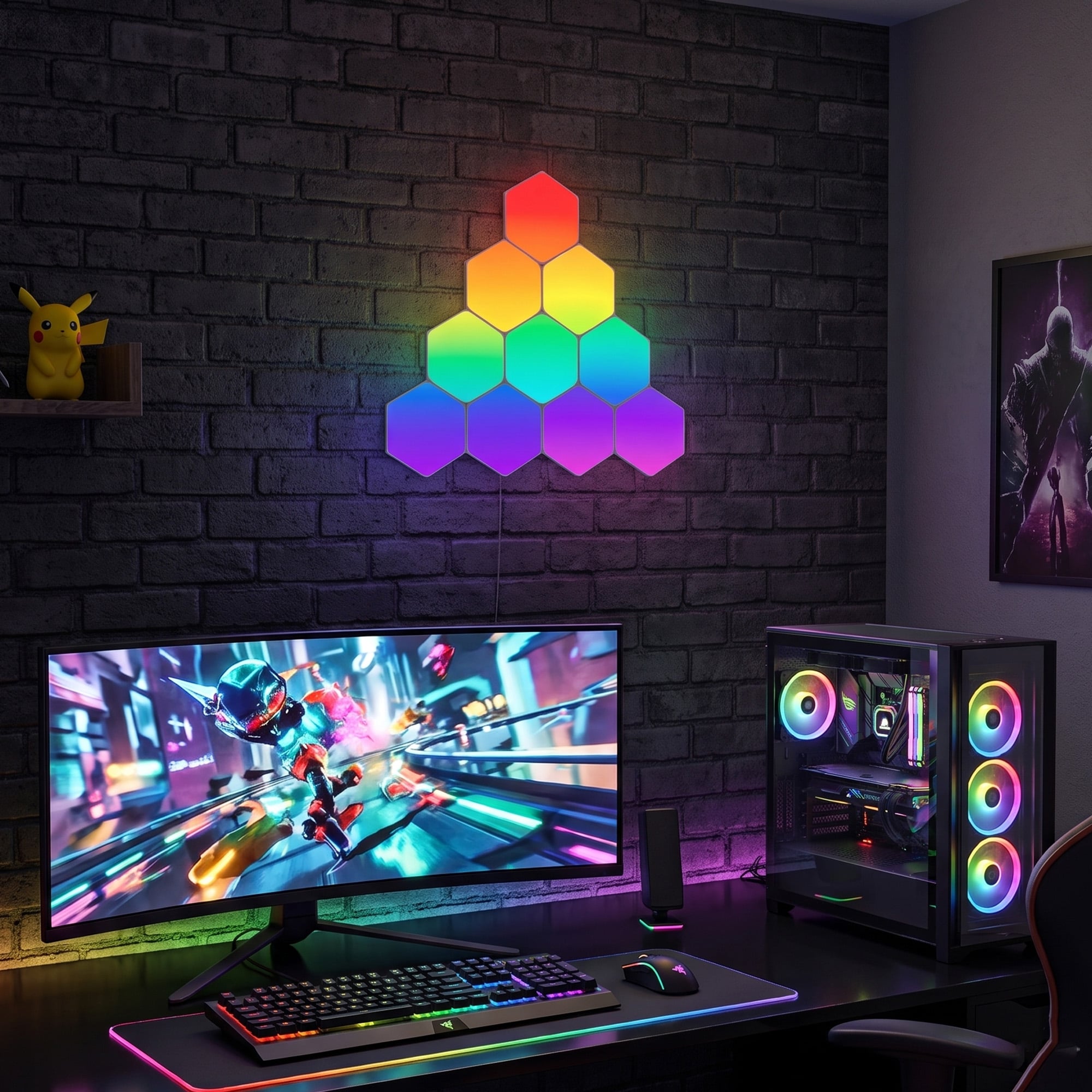 10’lu 6 Gen Kumandalı Sese Duyarlı RGB Duvar Lambası
