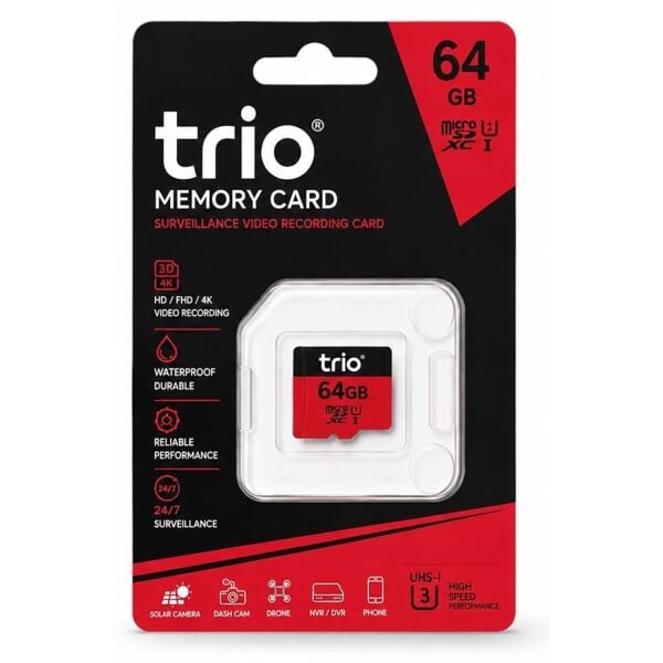 Trio 64Gb U3 Özellikli 4K 7/24 Kayıt Uyumlu Hafıza Kartı